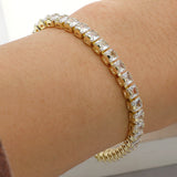 Square CZ Stone Tennis Chain Evening Bracelet