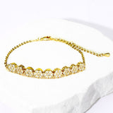 CZ Stone Paved Floral Disc Cluster Adjustable Bracelet