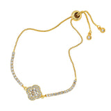 Quatrefoil CZ Stone Accent Pull Tie Adjustable Bracelet
