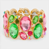 Oval Crystal Rhinestone Stretch Bracelet