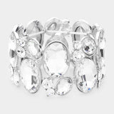 Oval Crystal Rhinestone Stretch Bracelet