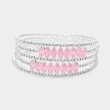 CZ Marquise Stone Accented Rhinestone Paved Adjustable Evening Bracelet