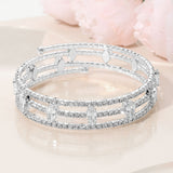 Marquise CZ Stone Cluster Accent Triple Row Adjustable Evening Wrap Bracelet