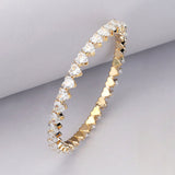 Heart CZ Stone Cluster Embellished Adjustable Evening Bracelet