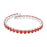 Heart CZ Stone Cluster Embellished Adjustable Evening Bracelet