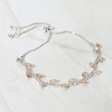 Marquise CZ Stone Cluster Pointed Leaf Vine Adjustable Cinch Pull Tie Bracelet