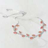 Marquise CZ Stone Cluster Pointed Leaf Vine Adjustable Cinch Pull Tie Bracelet