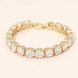 Square CZ Link Tennis Toggle Bracelet