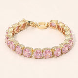 Square CZ Link Tennis Toggle Bracelet