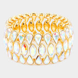 Teardrop Marquise Stone Cluster Stretch Evening Bracelet