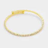Crystal rhinestone coil cuff bracelet