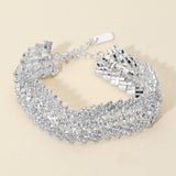Multi Row Rhinestone Evening Bracelet