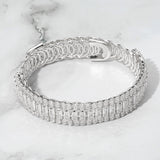 Marquise Emerald Cut CZ Stone Link Adjustable Evening Bracelet