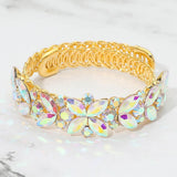 Floral Marquise Round Stone Cluster Adjustable Evening Bracelet