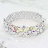 Floral Marquise Round Stone Cluster Adjustable Evening Bracelet