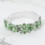 Floral Marquise Round Stone Cluster Adjustable Evening Bracelet
