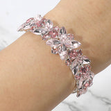 Floral Marquise Round Stone Cluster Adjustable Evening Bracelet