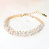 Teardrop Round CZ Cluster Link Evening Bracelet