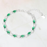 Marquise Round CZ Cluster Link Evening Bracelet