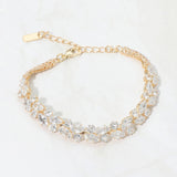 CZ Marquise Round Stone Cluster Link Evening Bracelet