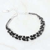 CZ Marquise Round Stone Cluster Link Evening Bracelet