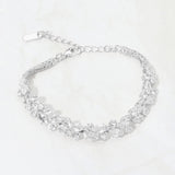 CZ Marquise Round Stone Cluster Link Evening Bracelet