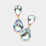 Women's Double Teardrop Link Dangle Evening Earrings