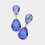 Women's Double Teardrop Link Dangle Evening Earrings