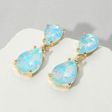 Women's Double Teardrop Link Dangle Evening Earrings