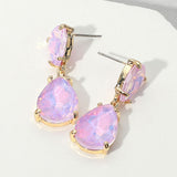Women's Double Teardrop Link Dangle Evening Earrings