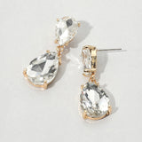 Women's Double Teardrop Link Dangle Evening Earrings