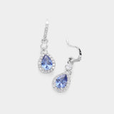 CZ Teardrop Dangle Evening Earrings