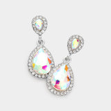 Double Teardrop Stone Evening Earrings
