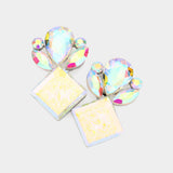 Floral Multi Stone Evening Earrings