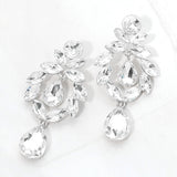 Marquise Stone Cluster Teardrop Link Dangle Evening Earrings