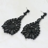 Elegant Marquise Round Stone Cluster Teardrop Evening Earrings