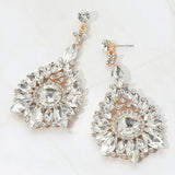 Elegant Marquise Round Stone Cluster Teardrop Evening Earrings