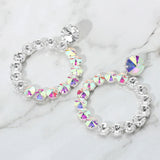 Round Stone Link Evening Earrings