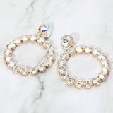 Round Stone Link Evening Earrings