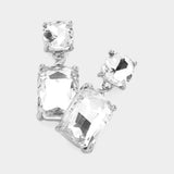 Women's Square Rectangle Link Dangle Evening Earrings