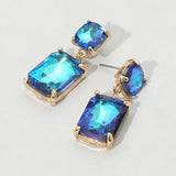 Women's Square Rectangle Link Dangle Evening Earrings