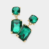 Women's Square Rectangle Link Dangle Evening Earrings