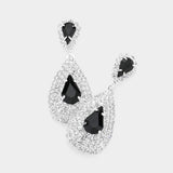 Teardrop Stone Pointed Cluster Dangle Evening Earrings