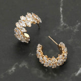 Marquise CZ Stone Cluster Embellished Evening Hoop Earrings