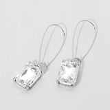 Emerald Cut Stone Dangle Evening Earrings