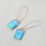 Emerald Cut Stone Dangle Evening Earrings