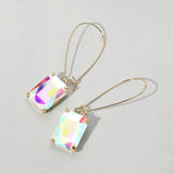 Emerald Cut Stone Dangle Evening Earrings