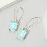Emerald Cut Stone Dangle Evening Earrings