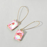 Emerald Cut Stone Dangle Evening Earrings