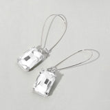 Emerald Cut Stone Dangle Evening Earrings